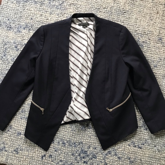 Ann Taylor Tops - Ann Taylor Navy Zipper Blazer